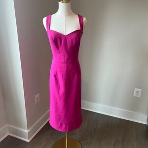 NWT Dress the Population Fuchsia Tea-Length Dress -- sz L